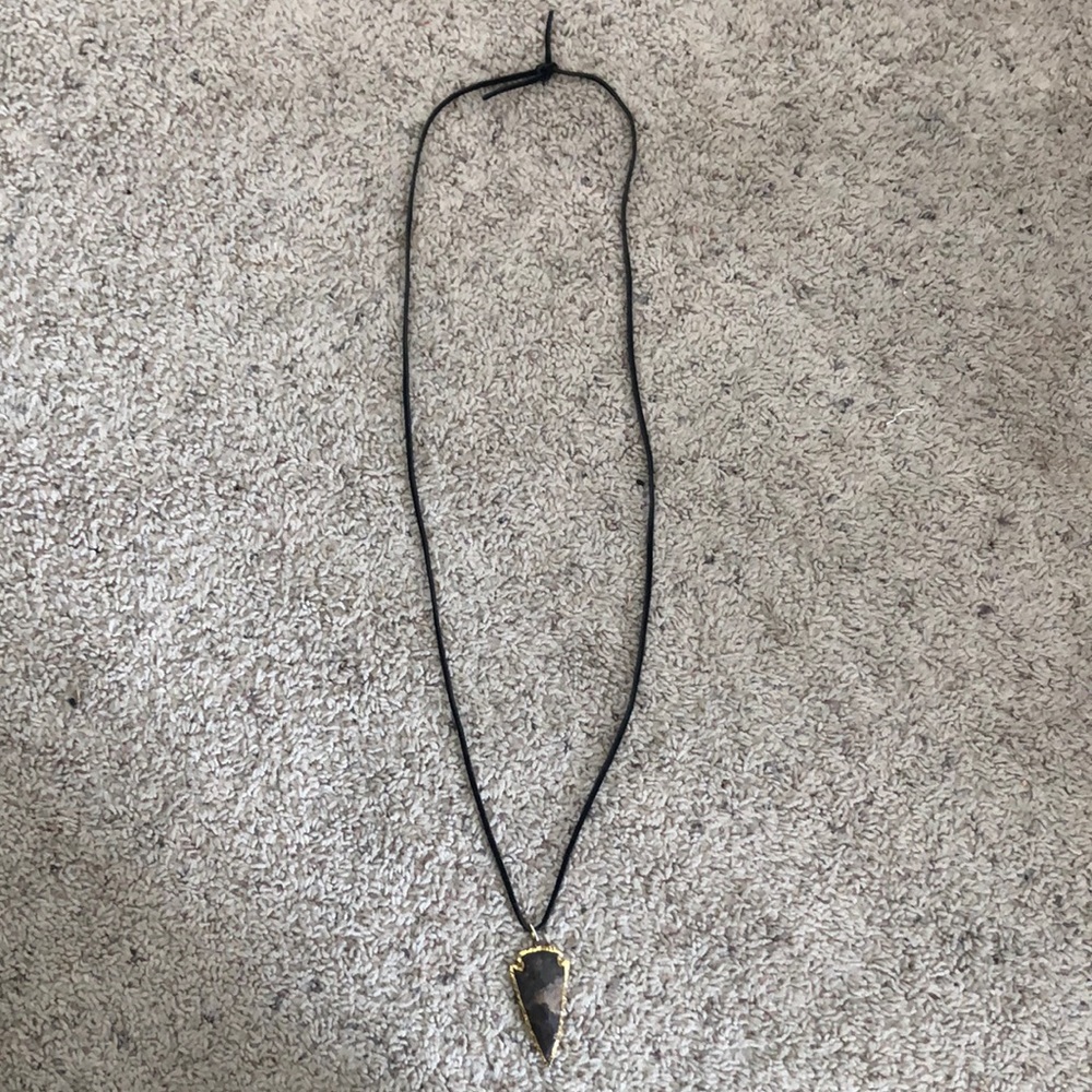 Leather wrap necklace with arrowhead pendant